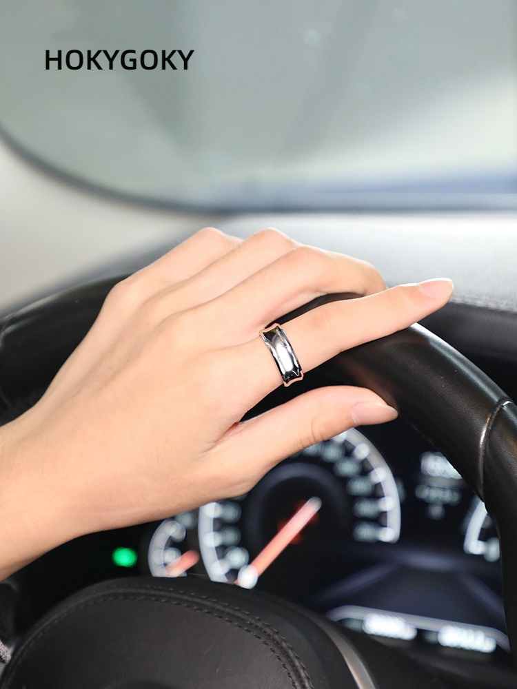 8mm Men's Ring Concave Inner Arc Hip-Hop Aperture Tungsten Steel Index Finger Single Ring Female Ring 857 Tungsten Gold Ring Simple Heavy Polished Breathable and Comfortable Free Engraving (Gold/Silver Are Optional to Show Your Personality