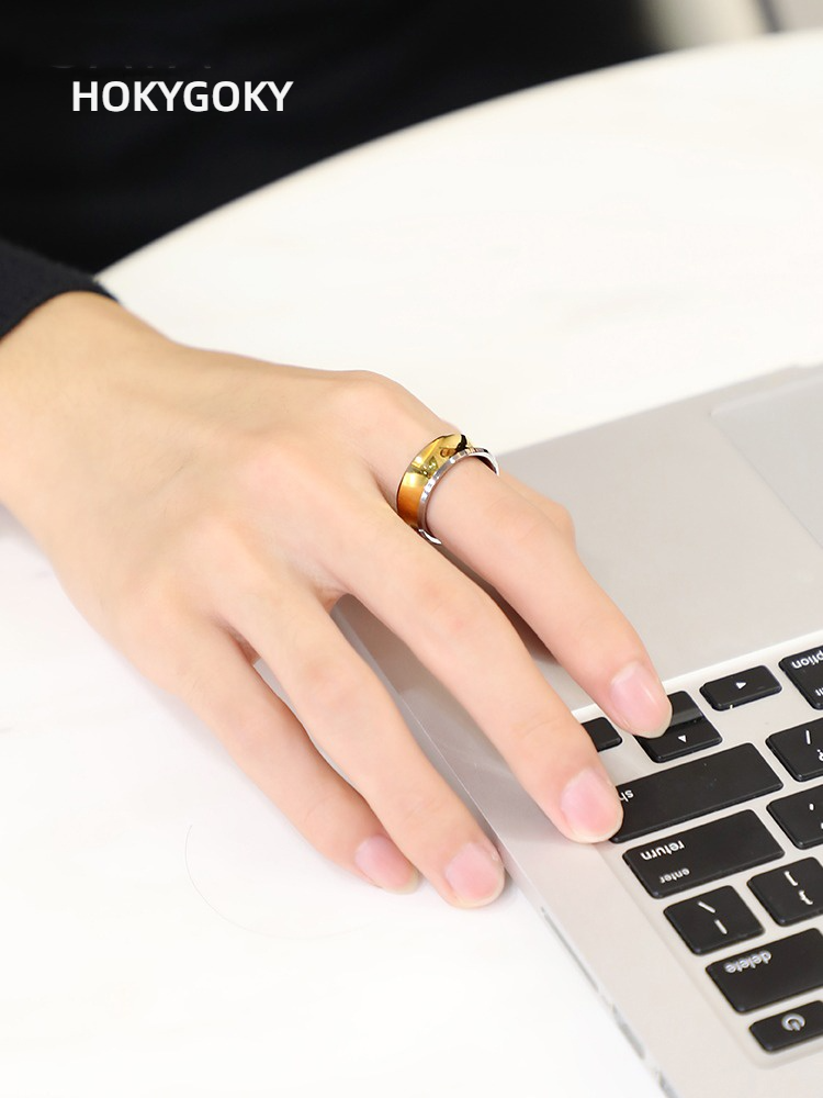 8mm Men's Ring Concave Inner Arc Hip-Hop Aperture Tungsten Steel Index Finger Single Ring Female Ring 857 Tungsten Gold Ring Simple Heavy Polished Breathable and Comfortable Free Engraving (Gold/Silver Are Optional to Show Your Personality