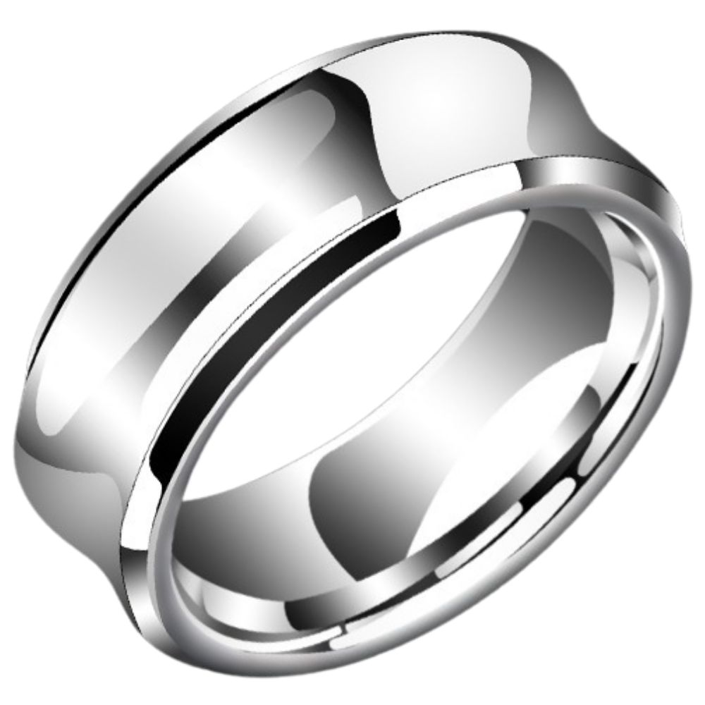 8mm Men's Ring Concave Inner Arc Hip-Hop Aperture Tungsten Steel Index Finger Single Ring Female Ring 857 Tungsten Gold Ring Simple Heavy Polished Breathable and Comfortable Free Engraving (Gold/Silver Are Optional to Show Your Personality