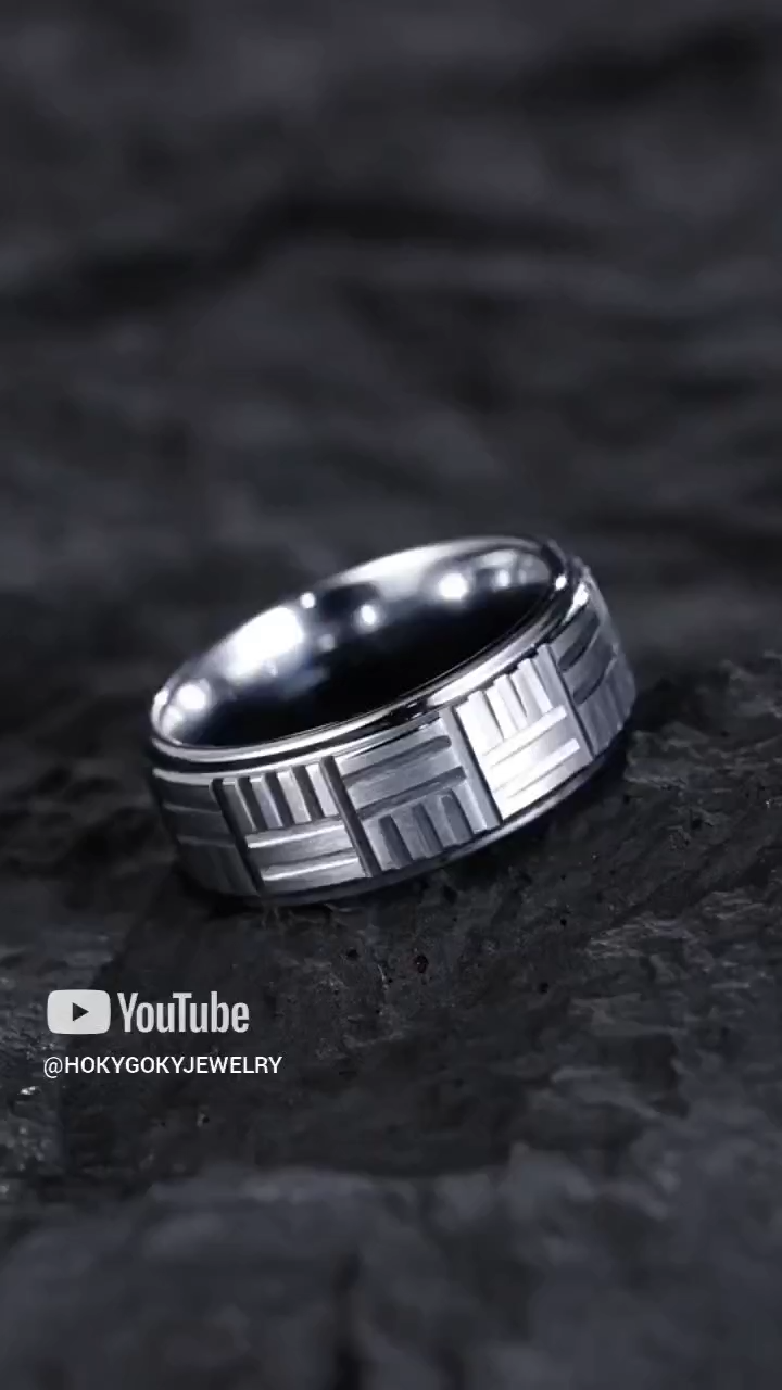 8mm Men's Tungsten Ring, Simple Versatile Index Finger, High-End Ring, Trendy Personality, Two-Element Four-Elephant Tungsten Ring 857, Tungsten Material, Yin-Yang Tai Chi Design, Wear-Resistant and Skin-Friendly, Oriental Cultural Charm