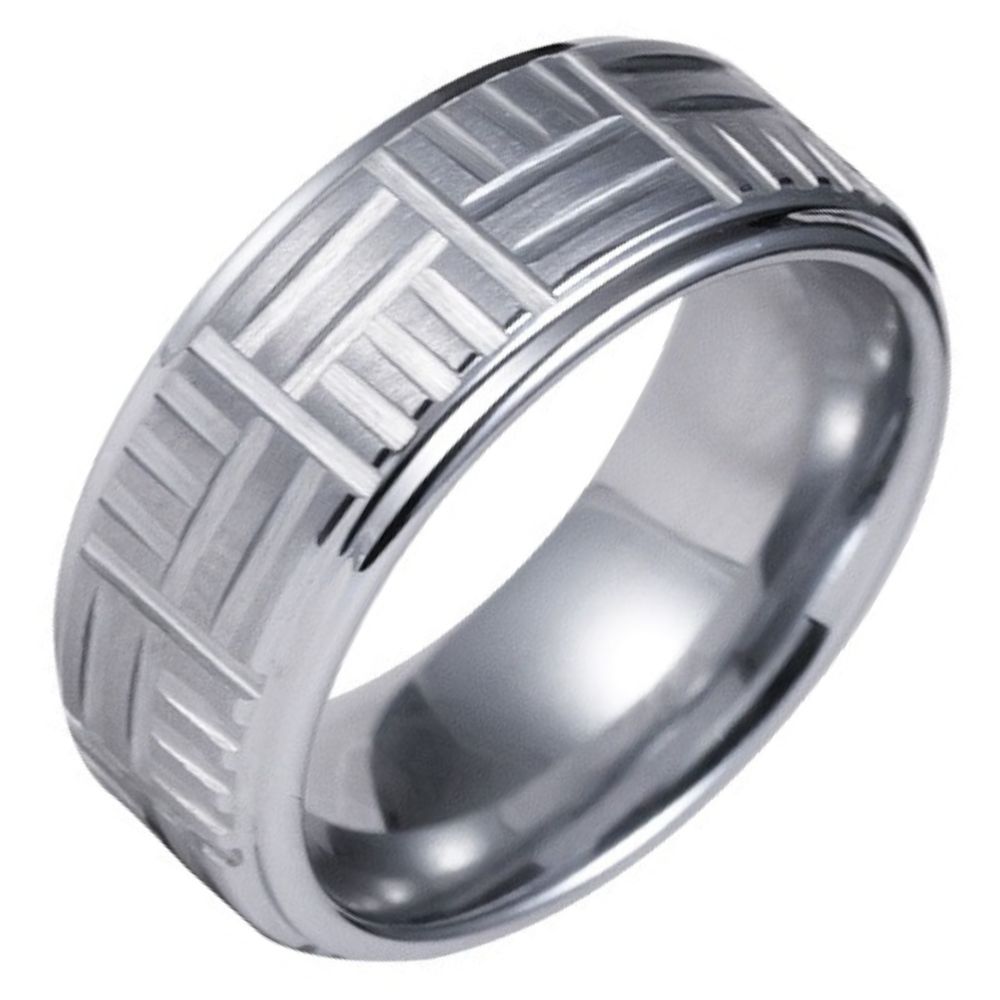 8mm Men's Tungsten Ring, Simple Versatile Index Finger, High-End Ring, Trendy Personality, Two-Element Four-Elephant Tungsten Ring 857, Tungsten Material, Yin-Yang Tai Chi Design, Wear-Resistant and Skin-Friendly, Oriental Cultural Charm