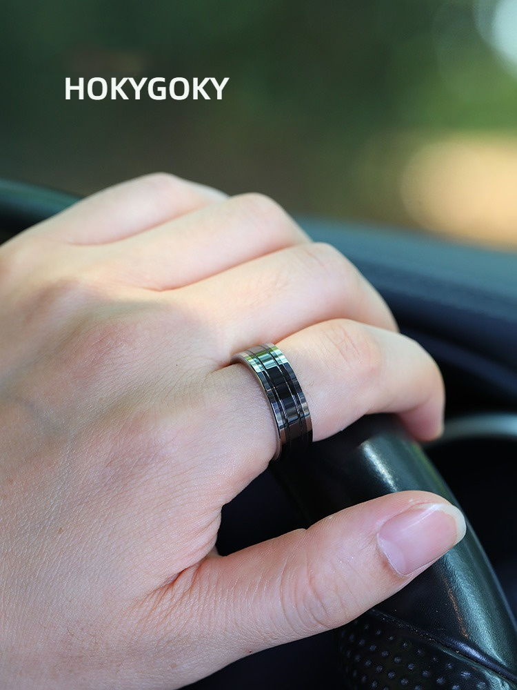 8mm Men's Tungsten Ring Trendy High-End Ring Black Couple Ring Niche Unique Jazz Black Men's Ring Tungsten Ceramic Material Wear-Resistant and Scratch-Resistant Support DIY Engraving