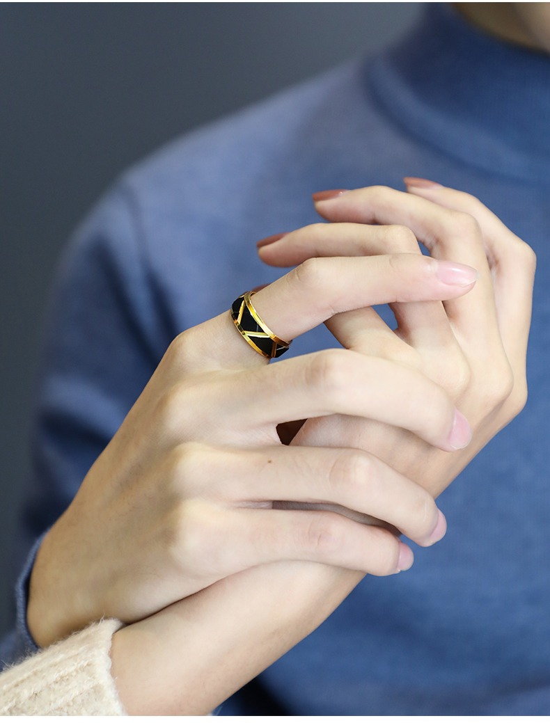 Men's 857 Tungsten Ring High-end Trendy Men's Individual Index Finger Single Men's Black Ring Women's Light Luxury Pinky Ring Fashionable Durable Tough Symbol