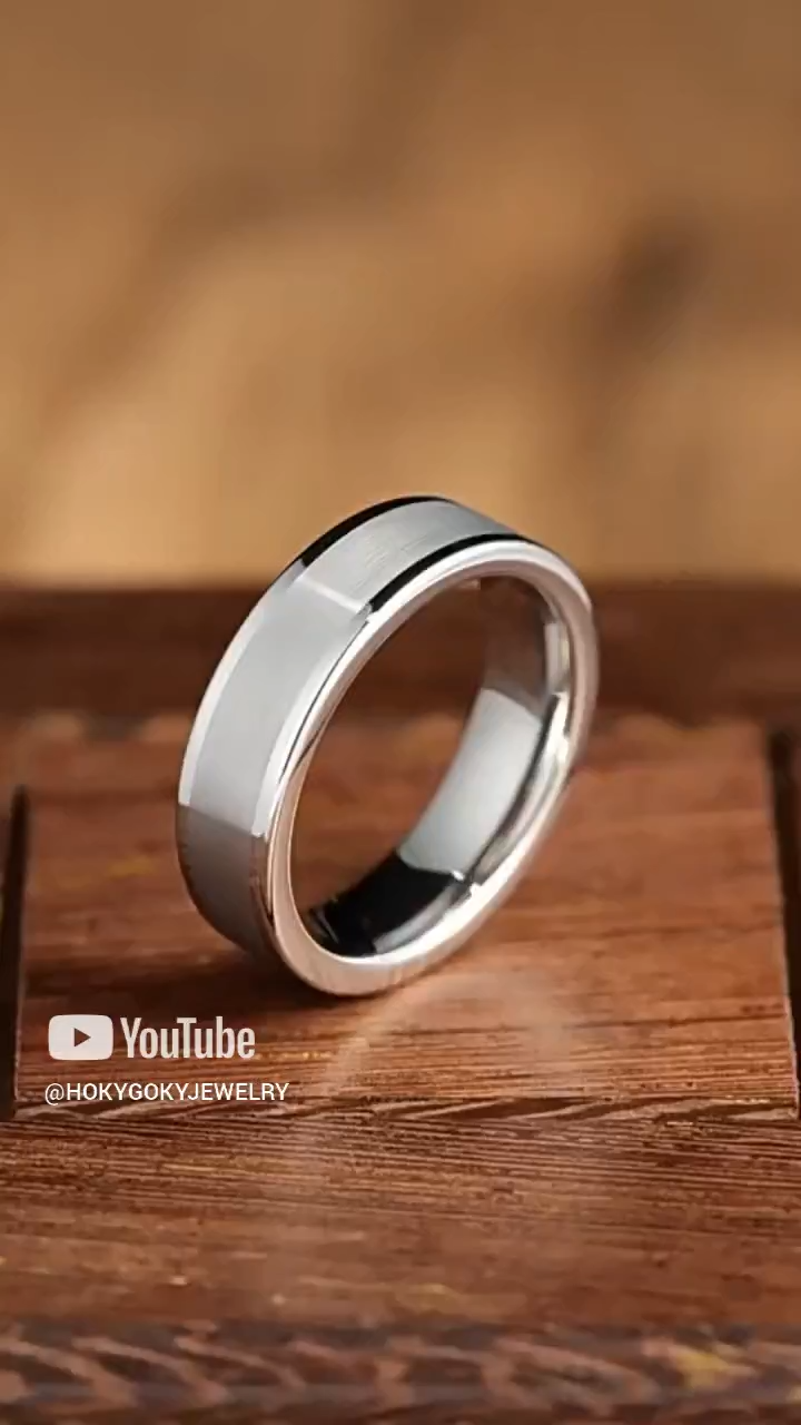 Men's 857 Silver Flame Tungsten Gold Ring Lasha Simple Trendy Men's High-end Personality Fashion All-match Tungsten Steel Ring Women's Elegant Durable Noble