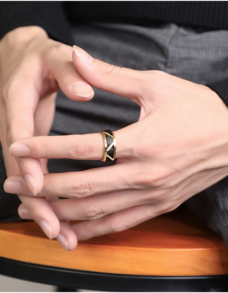 Men's 857 Tungsten Ring High-end Trendy Men's Individual Index Finger Single Men's Black Ring Women's Light Luxury Pinky Ring Fashionable Durable Tough Symbol