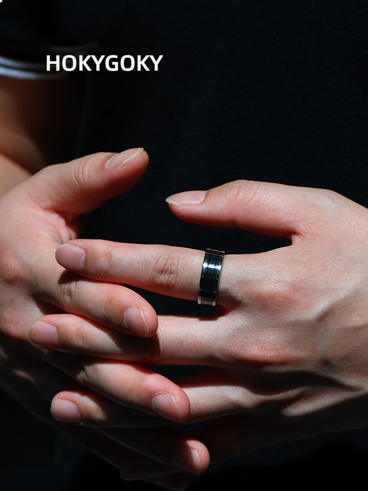 8mm Men's Tungsten Ring Trendy High-End Ring Black Couple Ring Niche Unique Jazz Black Men's Ring Tungsten Ceramic Material Wear-Resistant and Scratch-Resistant Support DIY Engraving