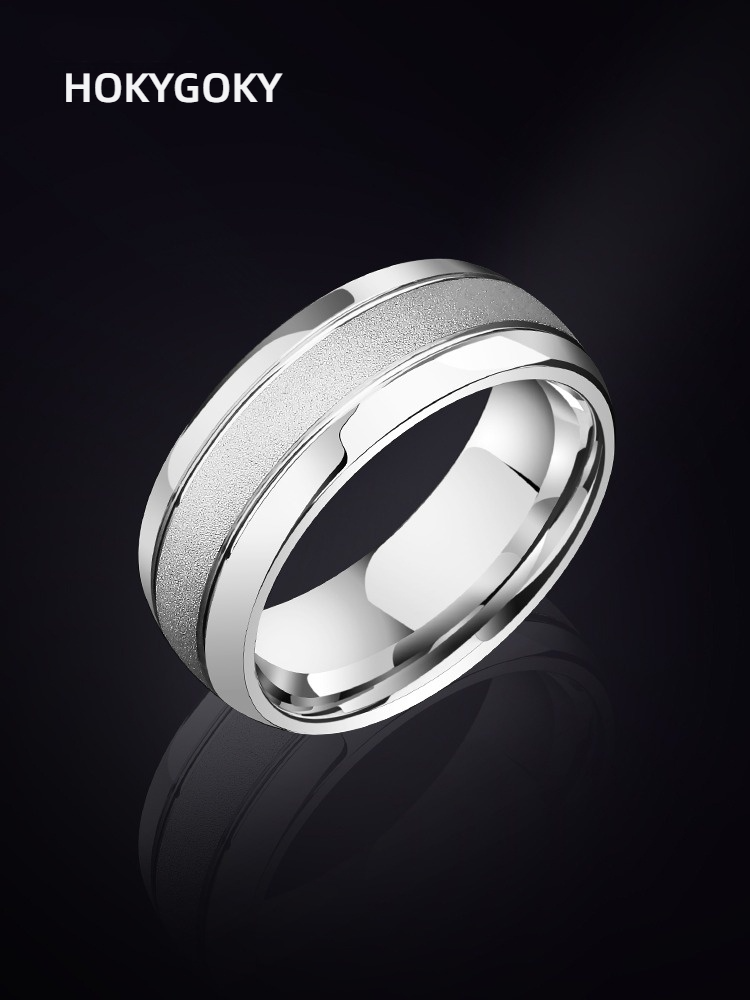 8mm Unisex Gold-Plated Frosted Trendy Personality High-End Tungsten Ring Shiguang Men's Ring 857 Tungsten Frosted Mirror Wear-Resistant and Scratch-Resistant Free Engraving (Gold / Silver Available)