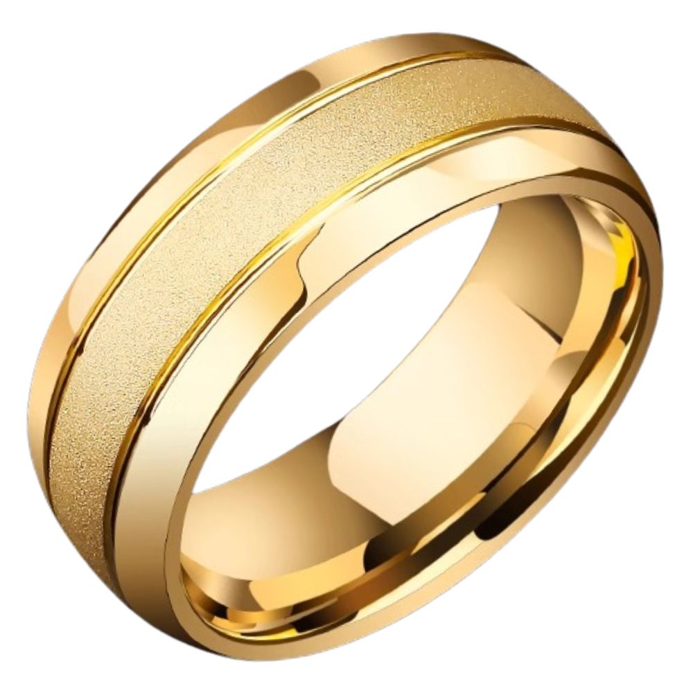 8mm Unisex Gold-Plated Frosted Trendy Personality High-End Tungsten Ring Shiguang Men's Ring 857 Tungsten Frosted Mirror Wear-Resistant and Scratch-Resistant Free Engraving (Gold / Silver Available)