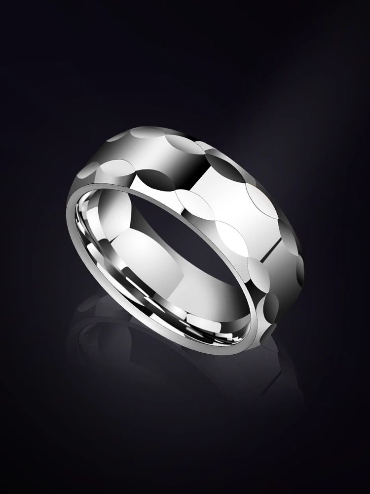 8mm Men's 857 Tungsten Ring with Gold Plated Wide Version Personalized Trendy Men's Tungsten Steel Ring High-grade Ring Index Finger Wear-resistant Scratch-resistant Simple and Fashionable