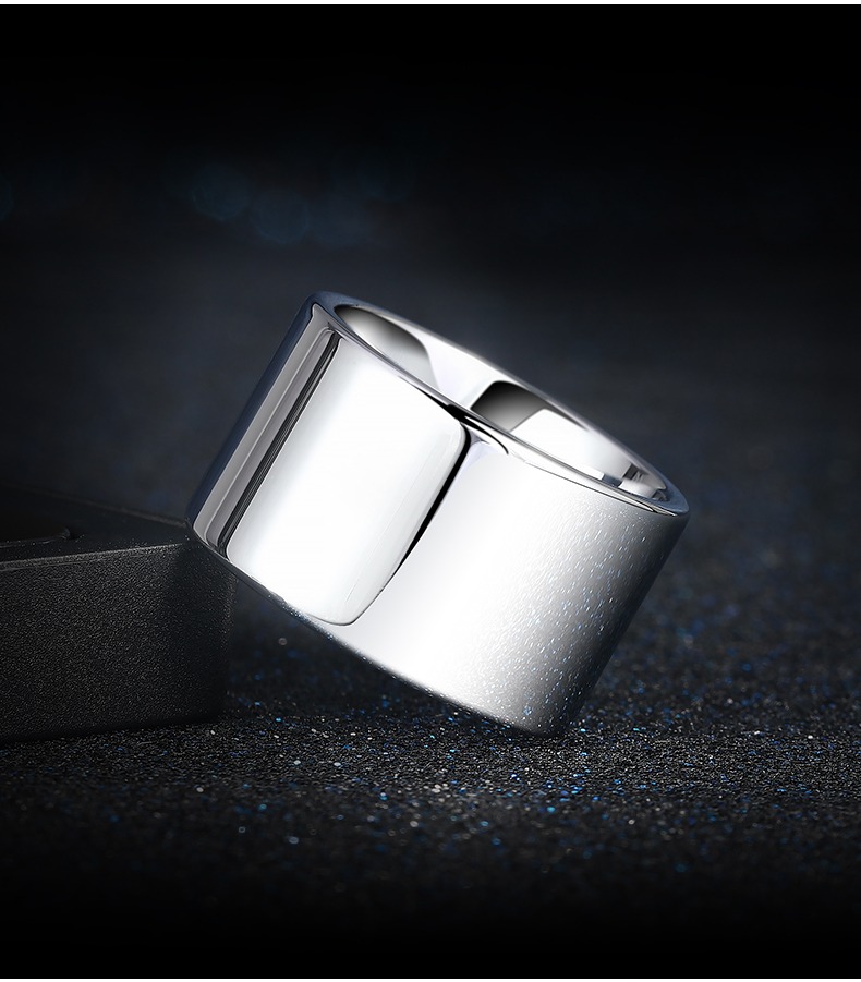 Men's 857 Tungsten Alloy Gold Plated Wide Version Ring Ring Wide Surface Large Glossy Plate Tungsten Steel Glossy Plate Ring Index Finger Personality Wear-resistant and Non-fading