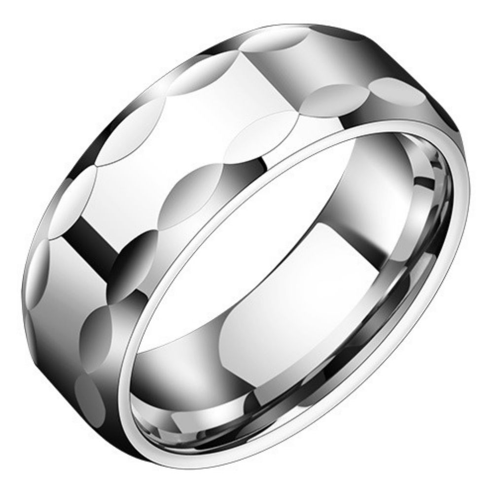 8mm Men's 857 Tungsten Ring with Gold Plated Wide Version Personalized Trendy Men's Tungsten Steel Ring High-grade Ring Index Finger Wear-resistant Scratch-resistant Simple and Fashionable