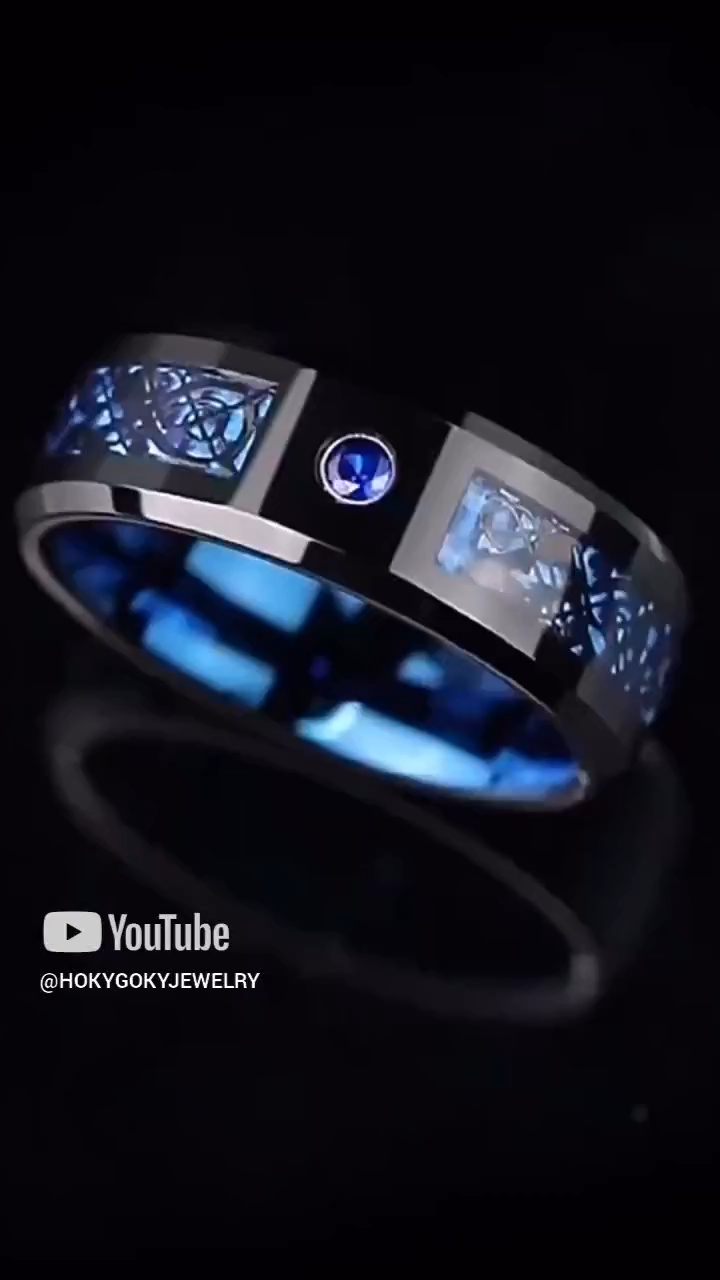 8mm Men's 857 Tungsten Ring Single High-end Blue Ring Tungsten Ring Transfer Zircon Trend Personality Niche Diamond Ring Fashion Personality Wear-resistant and Scratch-resistant