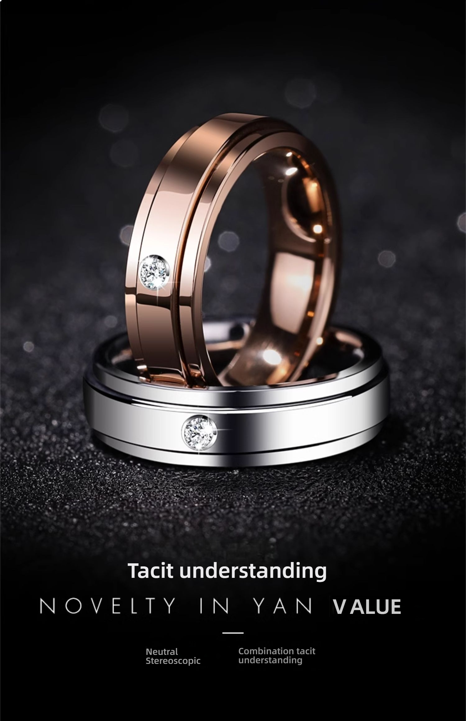 6mm Men's Moissanite Diamond Ring Rotatable High-End Tungsten Gold Good Luck Ring Tacit Series Men's Ring Moissanite Inlaid 360° Rotation Design 857 Tungsten Gold Material (Rose Gold / Electric White Available)