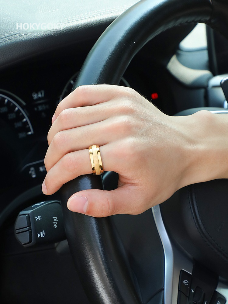 8mm Unisex Gold-Plated Frosted Trendy Personality High-End Tungsten Ring Shiguang Men's Ring 857 Tungsten Frosted Mirror Wear-Resistant and Scratch-Resistant Free Engraving (Gold / Silver Available)