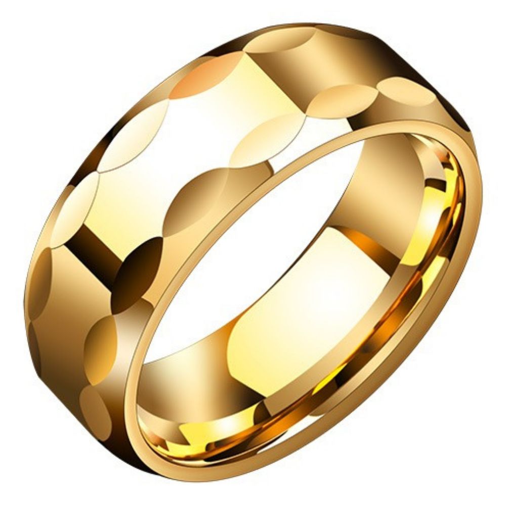 8mm Men's 857 Tungsten Ring with Gold Plated Wide Version Personalized Trendy Men's Tungsten Steel Ring High-grade Ring Index Finger Wear-resistant Scratch-resistant Simple and Fashionable