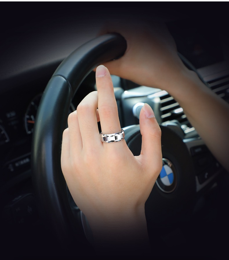 8mm Men's 857 Tungsten Ring with Gold Plated Wide Version Personalized Trendy Men's Tungsten Steel Ring High-grade Ring Index Finger Wear-resistant Scratch-resistant Simple and Fashionable