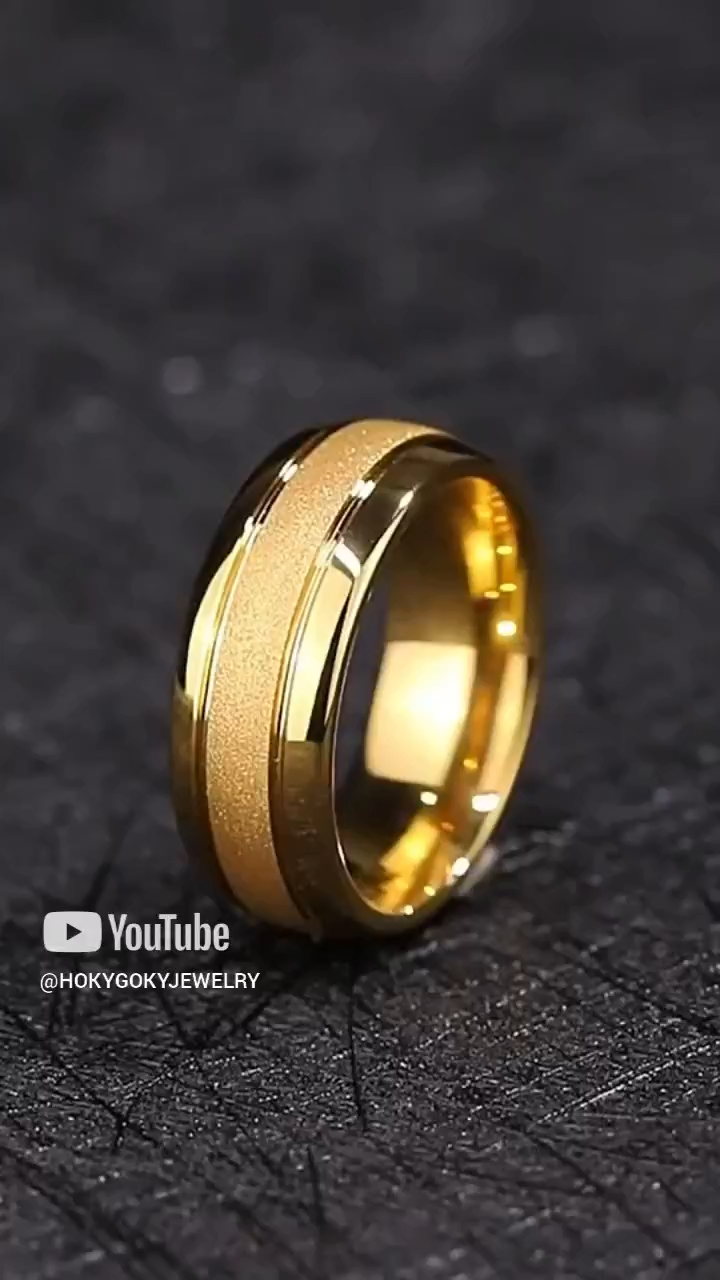 8mm Unisex Gold-Plated Frosted Trendy Personality High-End Tungsten Ring Shiguang Men's Ring 857 Tungsten Frosted Mirror Wear-Resistant and Scratch-Resistant Free Engraving (Gold / Silver Available)