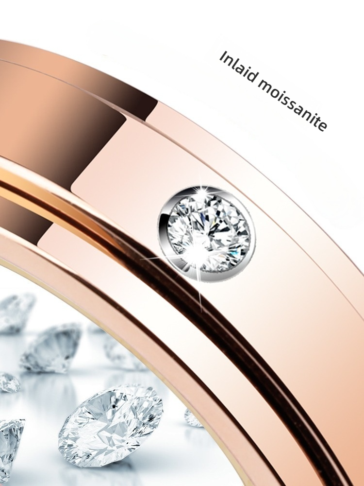 6mm Men's Moissanite Diamond Ring Rotatable High-End Tungsten Gold Good Luck Ring Tacit Series Men's Ring Moissanite Inlaid 360° Rotation Design 857 Tungsten Gold Material (Rose Gold / Electric White Available)