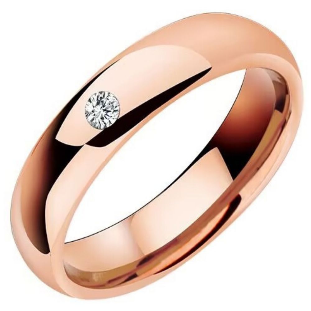 Couple Rings Women's Rose Gold Wedding Diamond Ring Men's K Gold Moissanite Plain Ring Tungsten Gold High-End Couple Rings - 857 Tungsten Gold Moissanite Eternal Love Comfortable to Wear Free Engraving