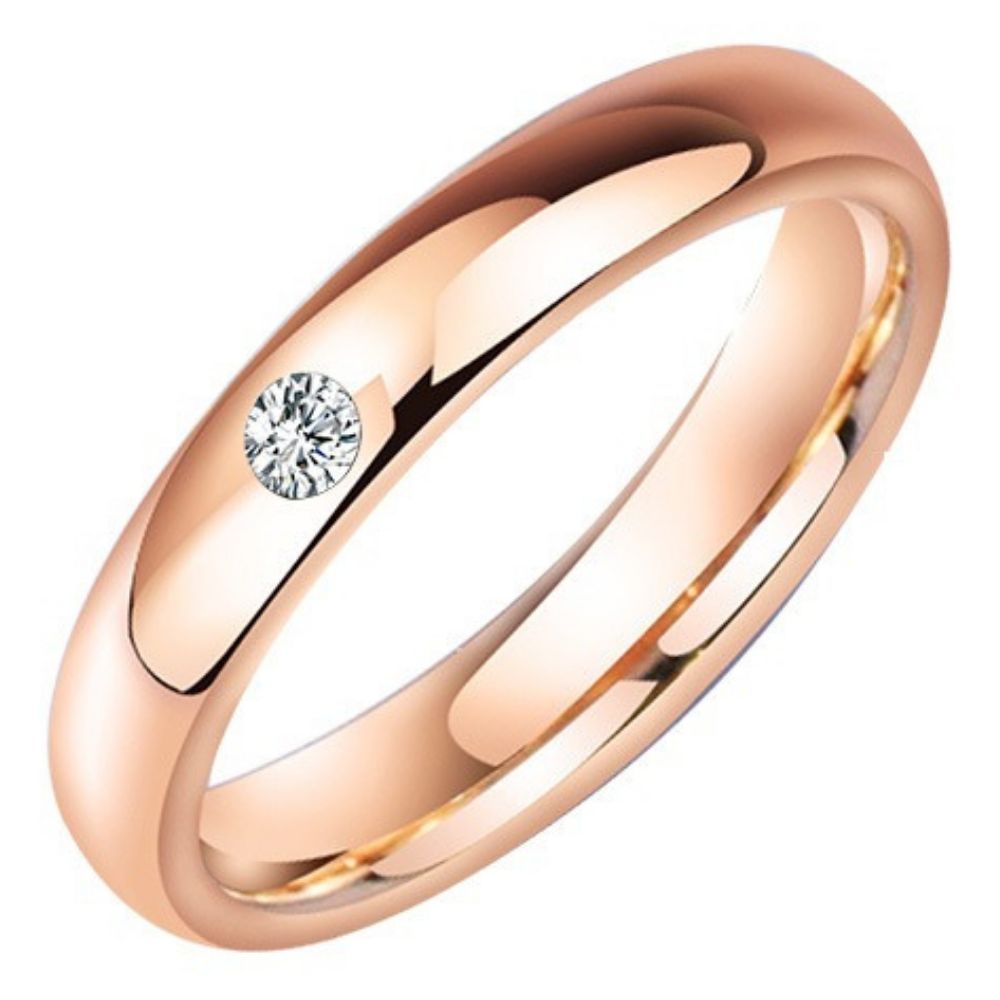 Couple Rings Women's Rose Gold Wedding Diamond Ring Men's K Gold Moissanite Plain Ring Tungsten Gold High-End Couple Rings - 857 Tungsten Gold Moissanite Eternal Love Comfortable to Wear Free Engraving
