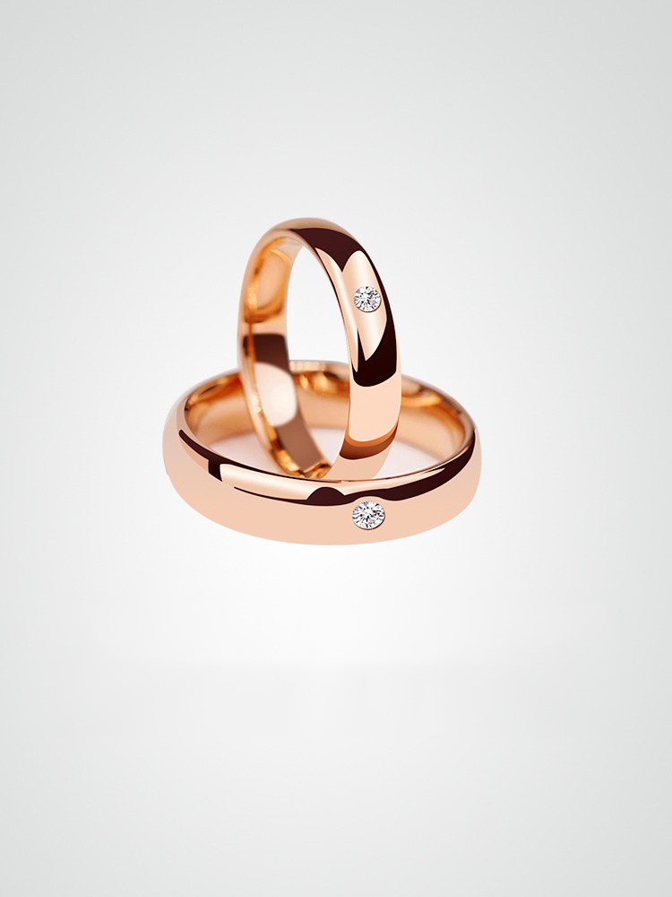 Couple Rings Women's Rose Gold Wedding Diamond Ring Men's K Gold Moissanite Plain Ring Tungsten Gold High-End Couple Rings - 857 Tungsten Gold Moissanite Eternal Love Comfortable to Wear Free Engraving
