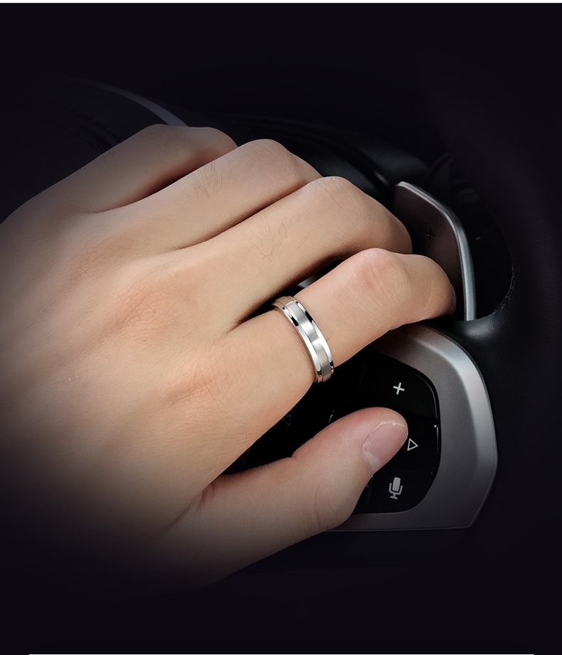 Men's Classic 857 Tungsten Ring Silver Trendy Men's Personality Niche Tungsten Gold Does Not Fade Index Finger Single Ring High-end Pinky Ring Durable Simple Design