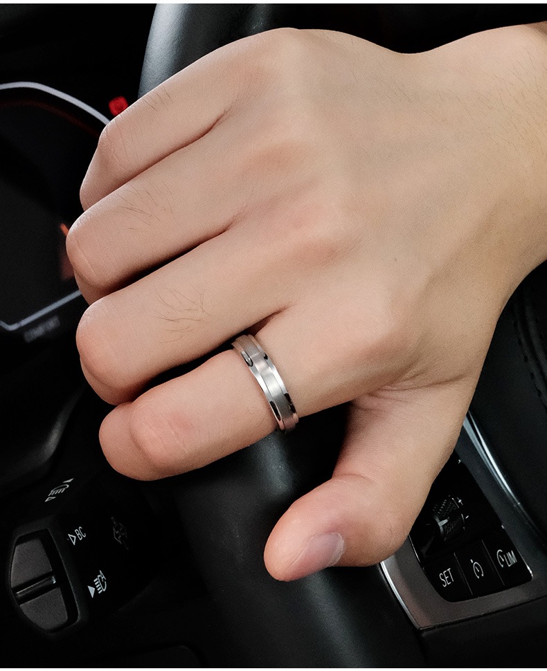 Men's Classic 857 Tungsten Ring Silver Trendy Men's Personality Niche Tungsten Gold Does Not Fade Index Finger Single Ring High-end Pinky Ring Durable Simple Design