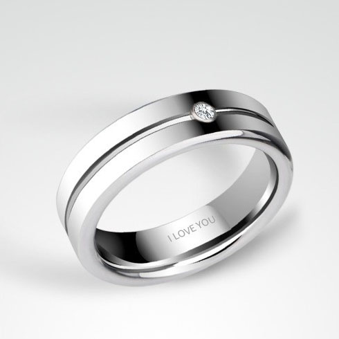 Men's Tungsten Ring Silver Wedding Ring Diamond Ring Female Couple Ring Tungsten Steel Trendy Men's Ring Zircon Niche Hard Wear-resistant