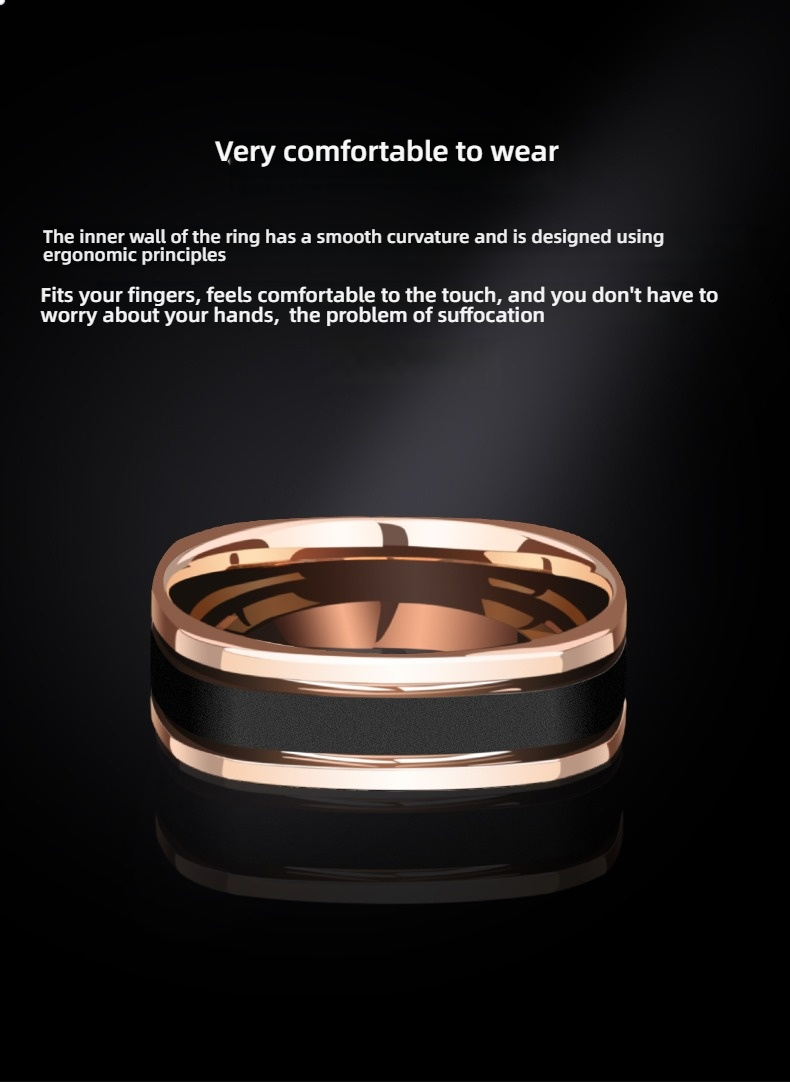 8mm Men's Square and Circle 857 Tungsten Gold Ring Trendy Men's Personality Couple High-end Little Finger Square Ring Female Rose Gold Index Finger Black Tungsten Gold Single Personalized Fashion