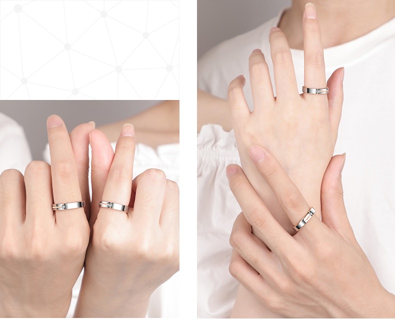 Couple Tungsten Gold Ring Men's Ring Rose Gold Wedding Ring Color Gold Moissanite Diamond Ring Female Tungsten Steel Niche Eternal