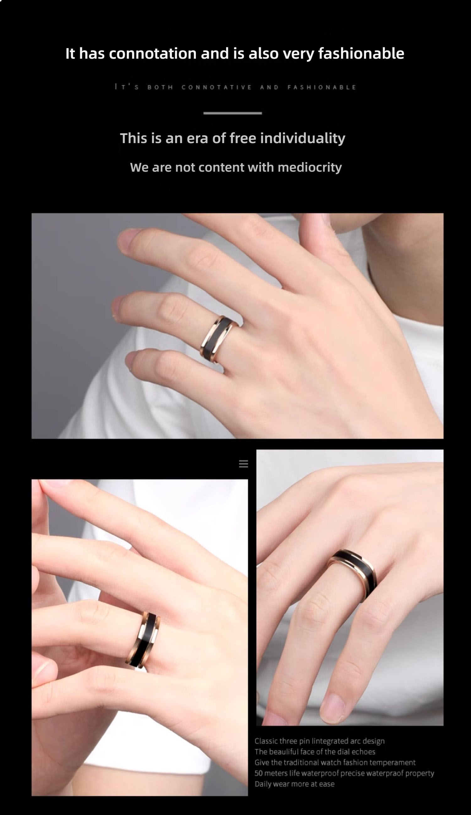8mm Men's Square and Circle 857 Tungsten Gold Ring Trendy Men's Personality Couple High-end Little Finger Square Ring Female Rose Gold Index Finger Black Tungsten Gold Single Personalized Fashion