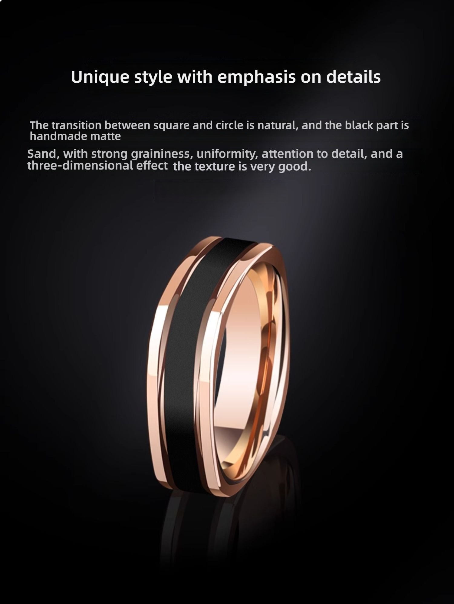 8mm Men's Square and Circle 857 Tungsten Gold Ring Trendy Men's Personality Couple High-end Little Finger Square Ring Female Rose Gold Index Finger Black Tungsten Gold Single Personalized Fashion