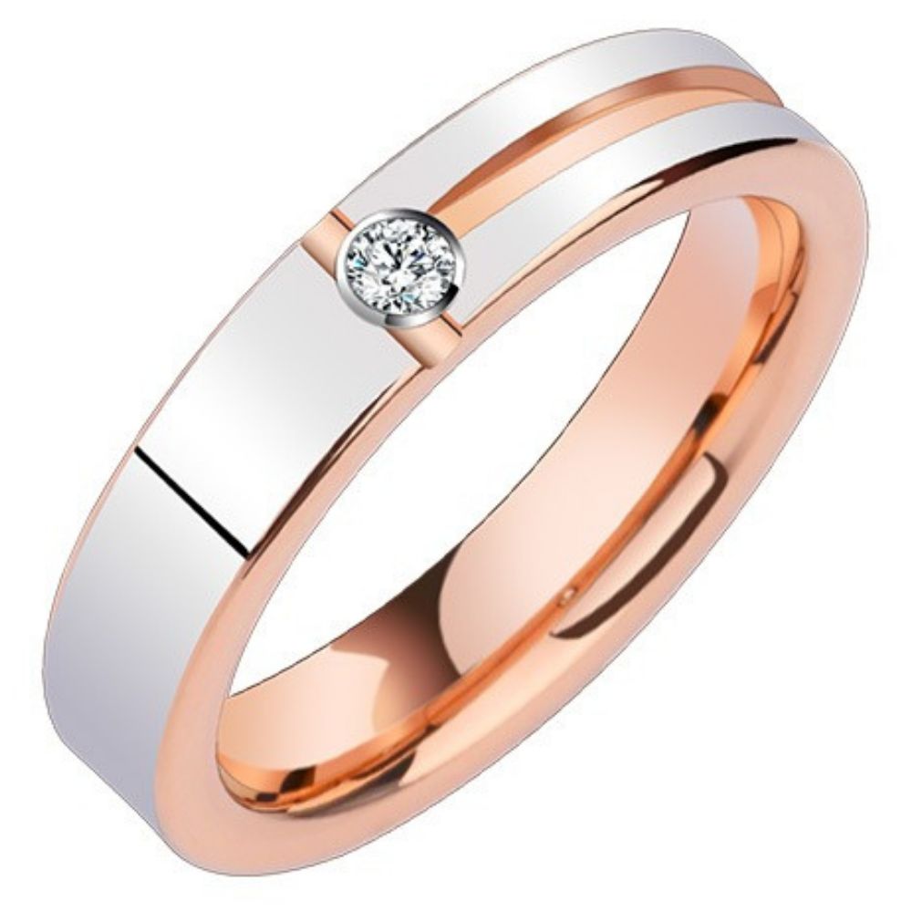 Couple Tungsten Gold Ring Men's Ring Rose Gold Wedding Ring Color Gold Moissanite Diamond Ring Female Tungsten Steel Niche Eternal