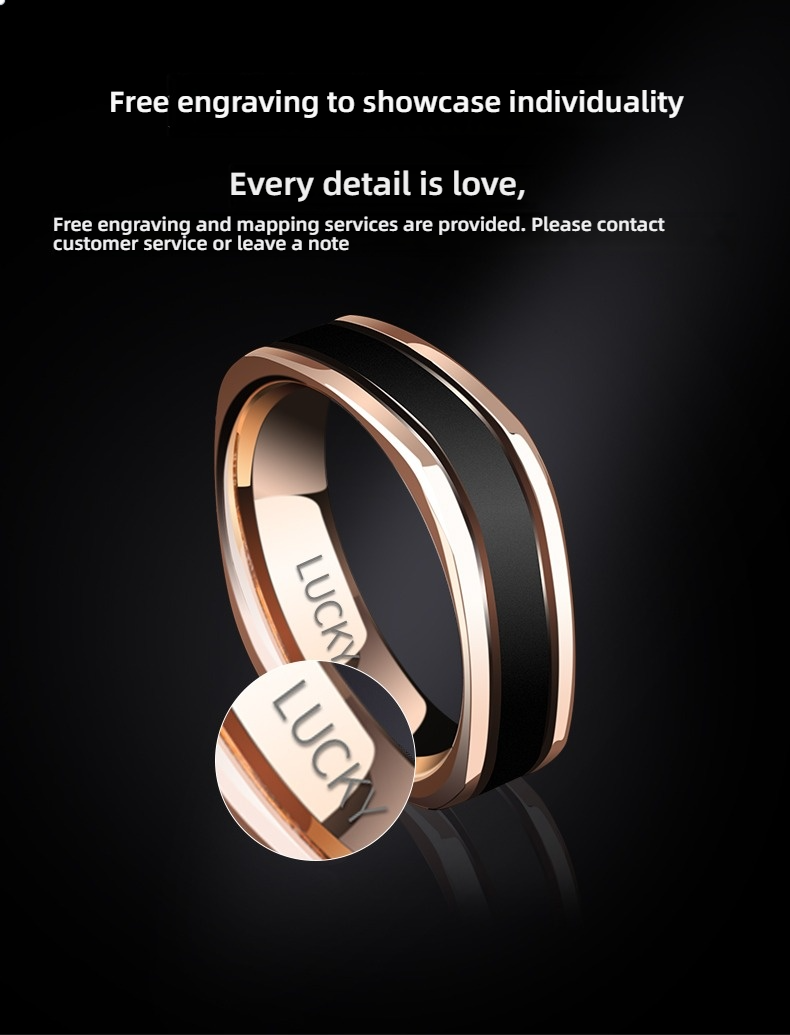 8mm Men's Square and Circle 857 Tungsten Gold Ring Trendy Men's Personality Couple High-end Little Finger Square Ring Female Rose Gold Index Finger Black Tungsten Gold Single Personalized Fashion