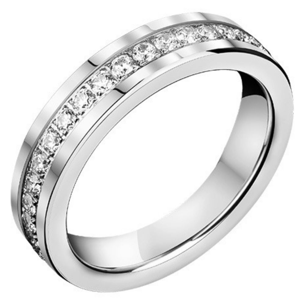 5mm Men's Trendy High-End Tungsten Gold Female Rose Gold Zircon Diamond Ring Couple Ring Silver Ring Galaxy Ring Unisex Full Diamond 857 Tungsten Gold Ring Wear-Resistant and Shining Free Engraving Customization