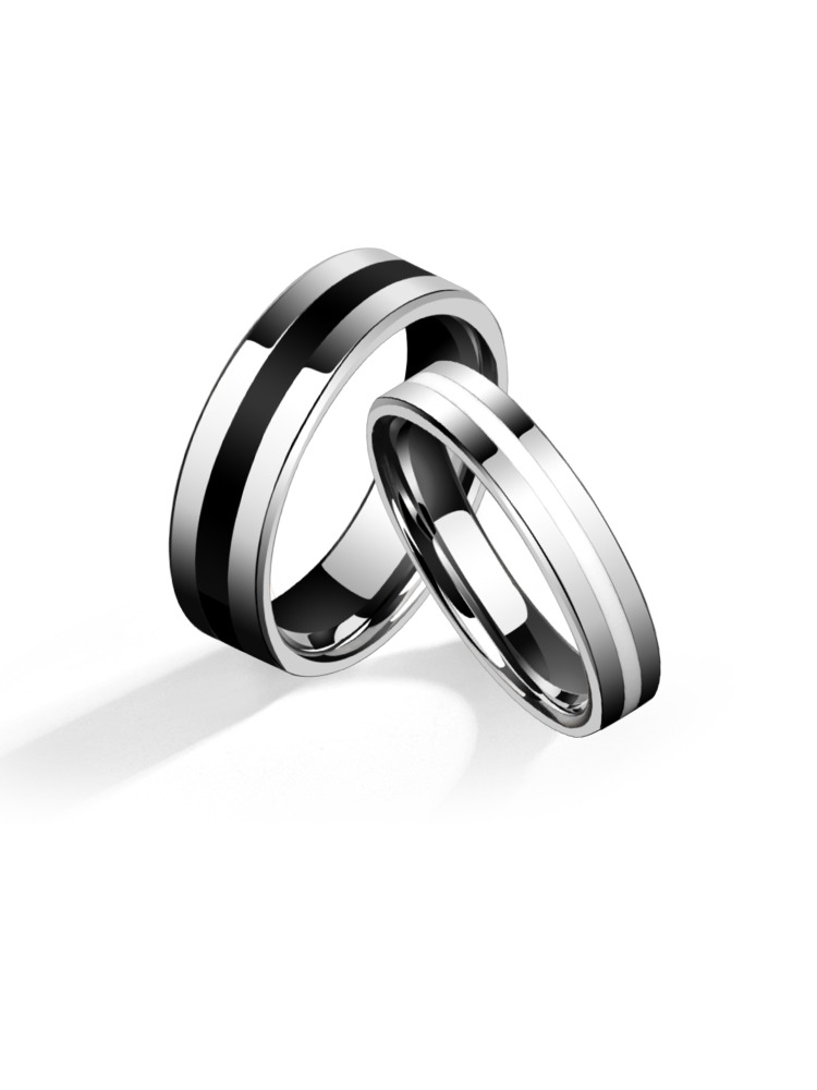 Black and White Couple Rings, Fashionable and High-End Pinky Rings, Tungsten Steel Rings, Affectionate Series Couple Rings, Tungsten Gold Black and White Stripes Design, Symbolizing Single-Mindedness, Support Inner Wall Engraving Customization