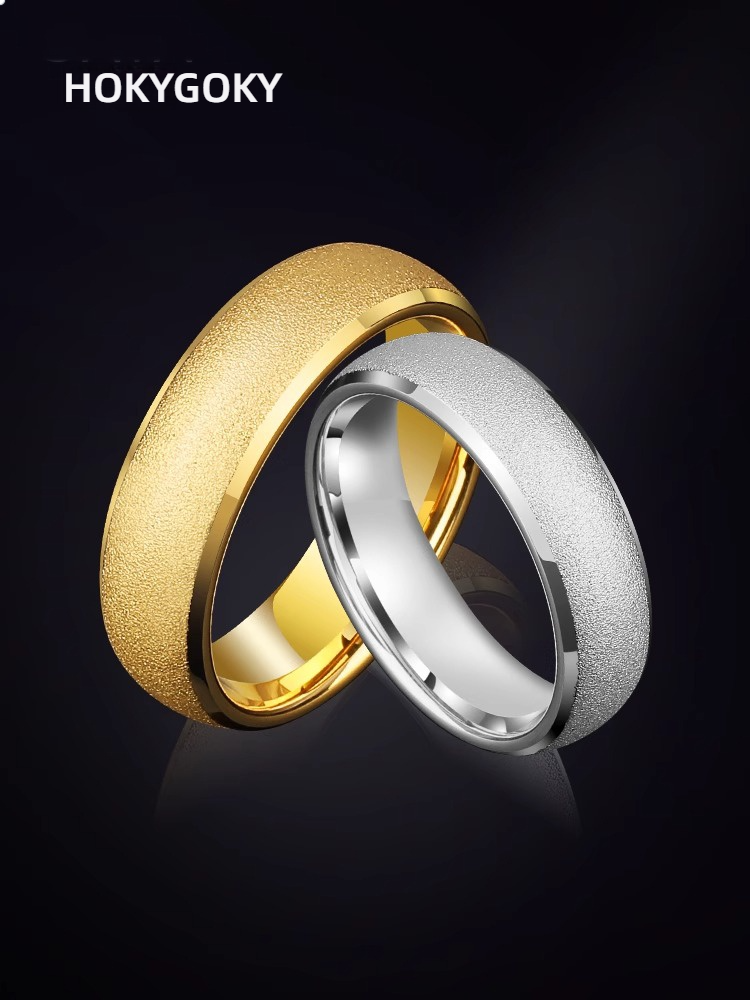 6mm Men's Plain Ring Tungsten Gold Ancient Gold High-Grade Silver Frosted Tungsten Steel Ring Pinky Ring 857 Tungsten Gold Frosted Plain Ring Men's Personalized Custom Wear-Resistant Skin-Friendly Fashion Ring