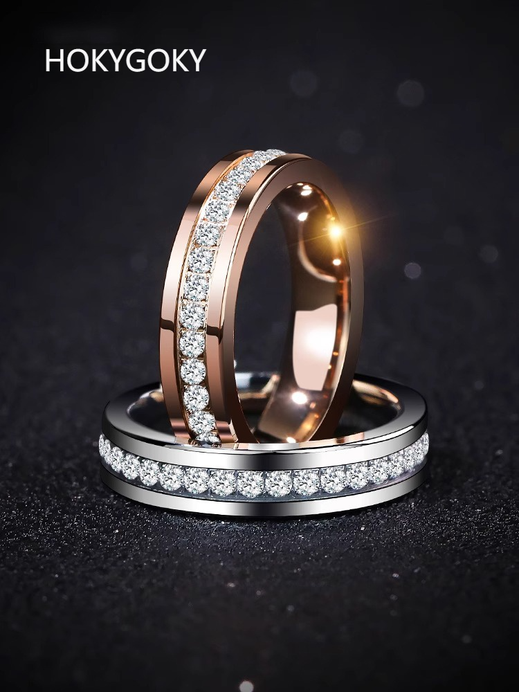 5mm Men's Trendy High-End Tungsten Gold Female Rose Gold Zircon Diamond Ring Couple Ring Silver Ring Galaxy Ring Unisex Full Diamond 857 Tungsten Gold Ring Wear-Resistant and Shining Free Engraving Customization