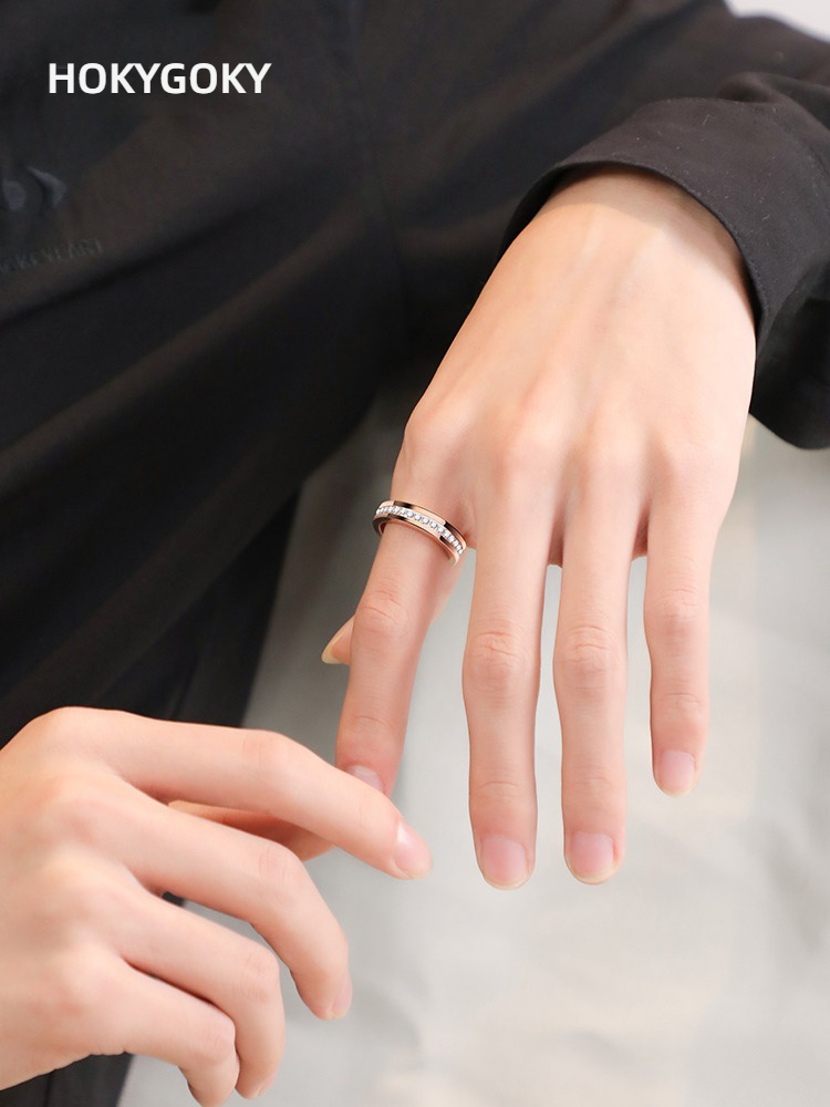 5mm Men's Trendy High-End Tungsten Gold Female Rose Gold Zircon Diamond Ring Couple Ring Silver Ring Galaxy Ring Unisex Full Diamond 857 Tungsten Gold Ring Wear-Resistant and Shining Free Engraving Customization