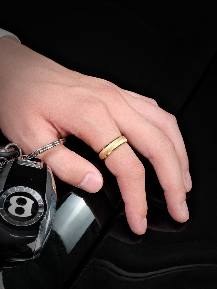 6mm Men's Plain Ring Tungsten Gold Ancient Gold High-Grade Silver Frosted Tungsten Steel Ring Pinky Ring 857 Tungsten Gold Frosted Plain Ring Men's Personalized Custom Wear-Resistant Skin-Friendly Fashion Ring