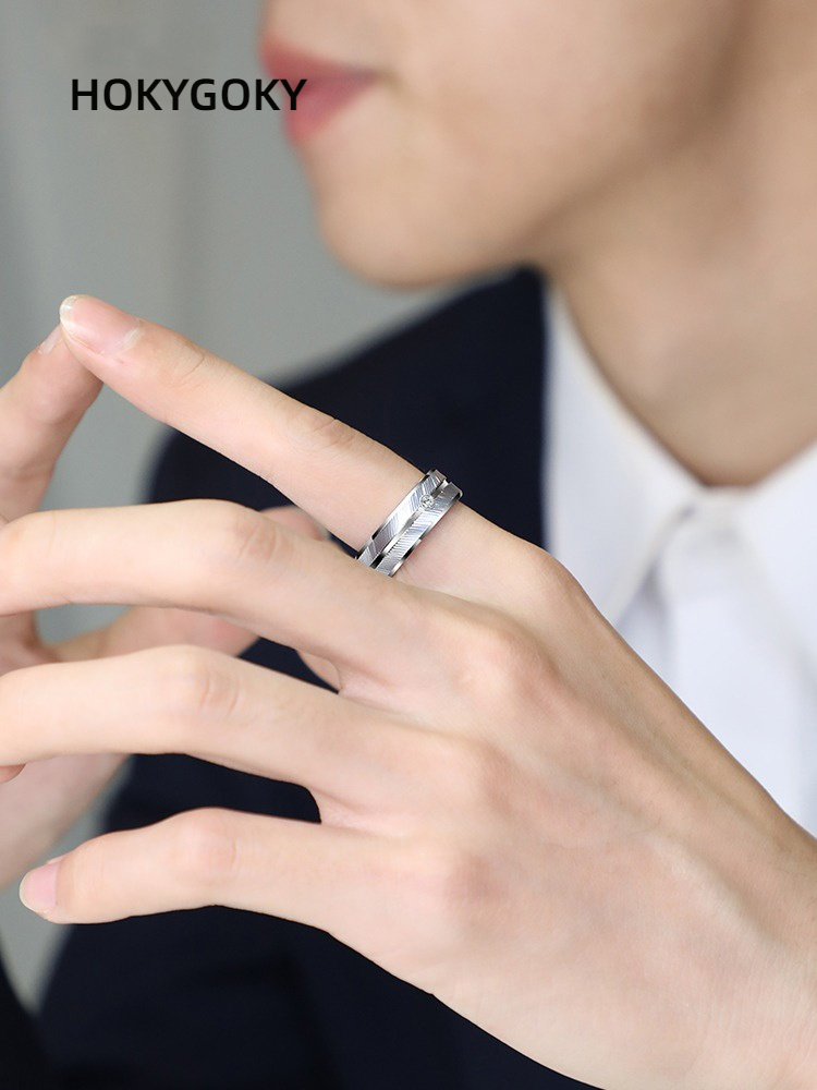 7mm Unisex Platinum-Plated Ring Trendy Tungsten Gold Single Moissanite Versatile Silver Ring Angel Ring 857 Tungsten Gold Inlaid Moissanite Feather Texture Eight Hearts and Eight Arrows Cut Wear-Resistant Non-Fading Light Luxury Men's Ring