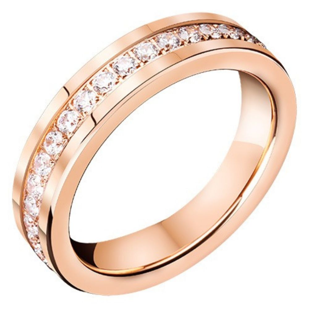 5mm Men's Trendy High-End Tungsten Gold Female Rose Gold Zircon Diamond Ring Couple Ring Silver Ring Galaxy Ring Unisex Full Diamond 857 Tungsten Gold Ring Wear-Resistant and Shining Free Engraving Customization