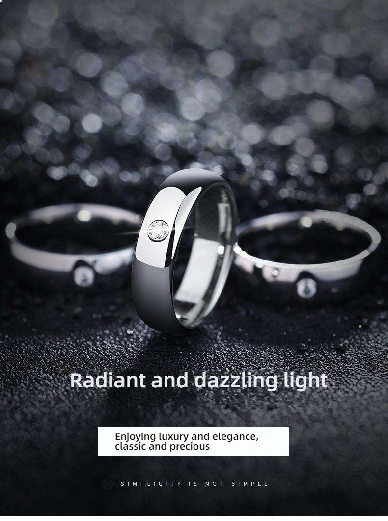 Men's 857 Tungsten Gold Moissanite Ring Trend Tungsten Gold Diamond Ring Women's Wedding Ring Couple Ring Silver Simple Rose Gold Single Simple Luxury