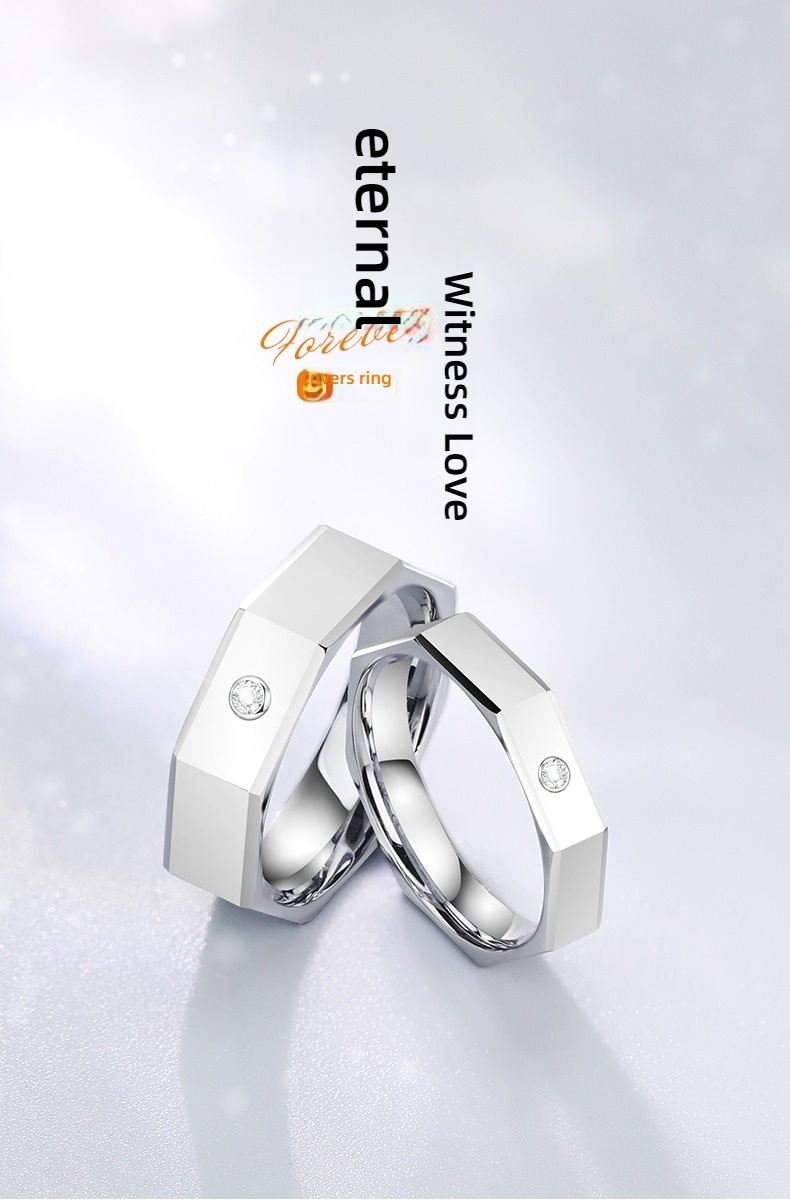 Couple Rings for Men 857 Tungsten Gold Moissanite Embellished Couple Rings for Women Niche Geometric Design Diamond Rings Fashion Wedding Rings Black Gold Rings Eternal Love