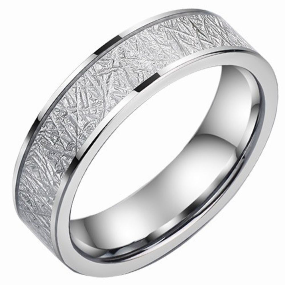 Men's 857 Tungsten Ring Rime Pattern Niche Design Couple Ring Female Trendy Tungsten Steel Ring High-end Men's Ring Romantic