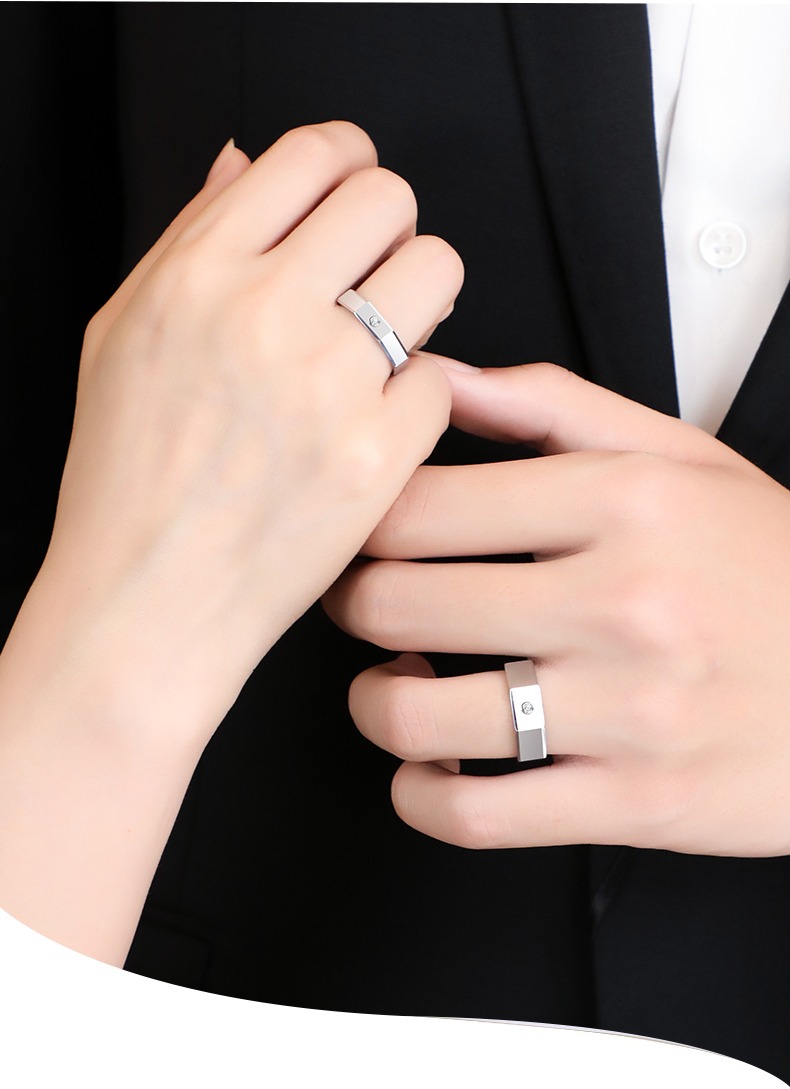 Couple Rings for Men 857 Tungsten Gold Moissanite Embellished Couple Rings for Women Niche Geometric Design Diamond Rings Fashion Wedding Rings Black Gold Rings Eternal Love