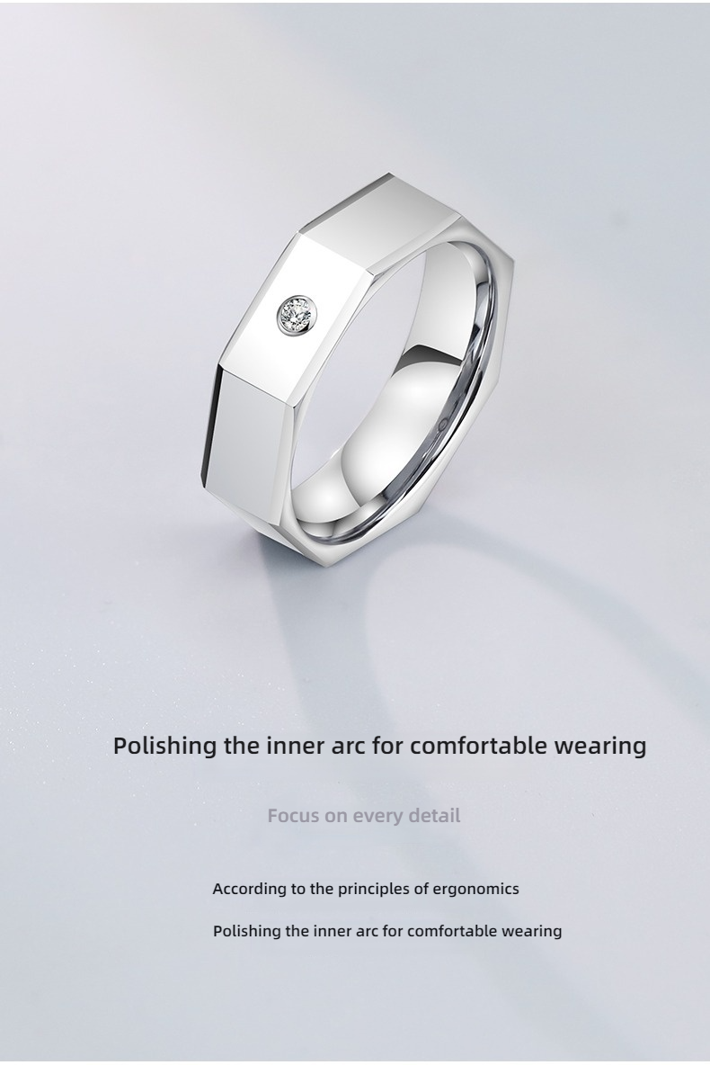 Couple Rings for Men 857 Tungsten Gold Moissanite Embellished Couple Rings for Women Niche Geometric Design Diamond Rings Fashion Wedding Rings Black Gold Rings Eternal Love