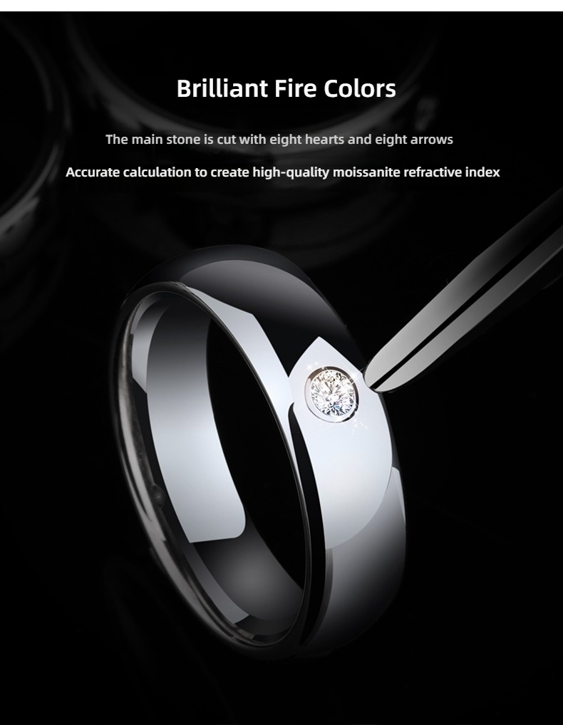 Men's 857 Tungsten Gold Moissanite Ring Trend Tungsten Gold Diamond Ring Women's Wedding Ring Couple Ring Silver Simple Rose Gold Single Simple Luxury