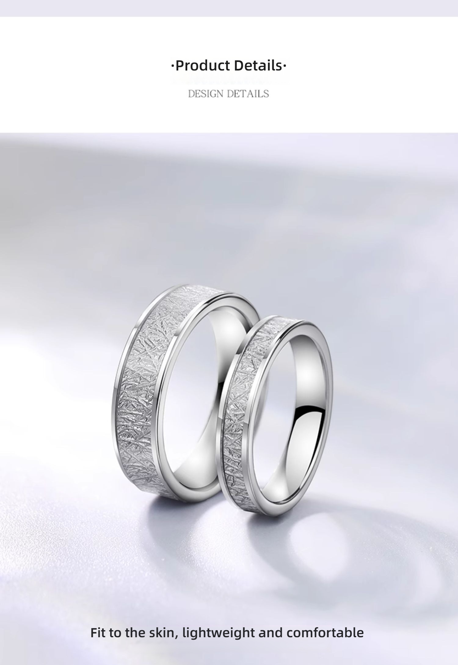 Men's 857 Tungsten Ring Rime Pattern Niche Design Couple Ring Female Trendy Tungsten Steel Ring High-end Men's Ring Romantic