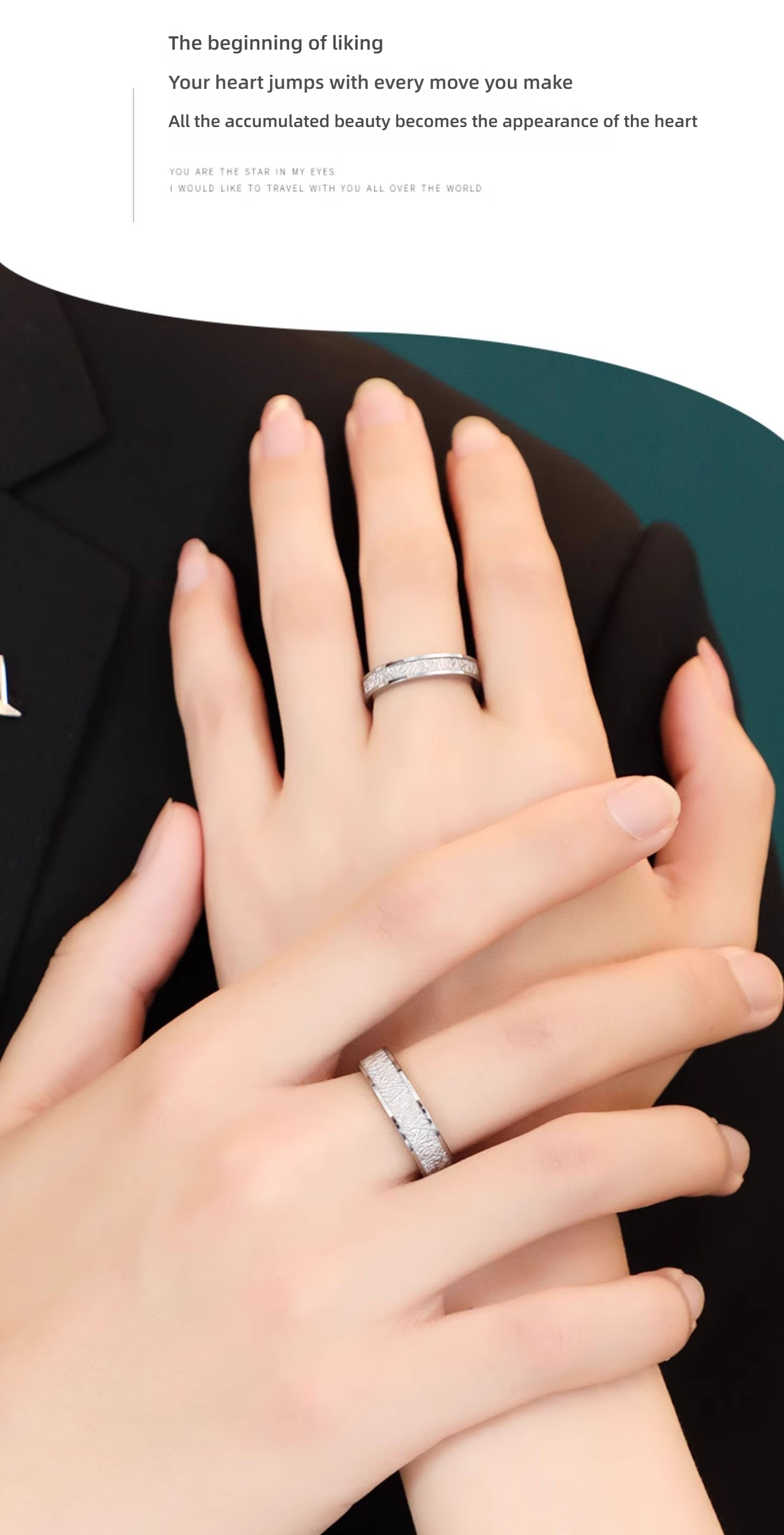 Men's 857 Tungsten Ring Rime Pattern Niche Design Couple Ring Female Trendy Tungsten Steel Ring High-end Men's Ring Romantic